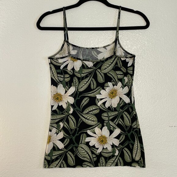 Ann Taylor Black Floral Spaghetti Strap Tank Top - Picture 2 of 4